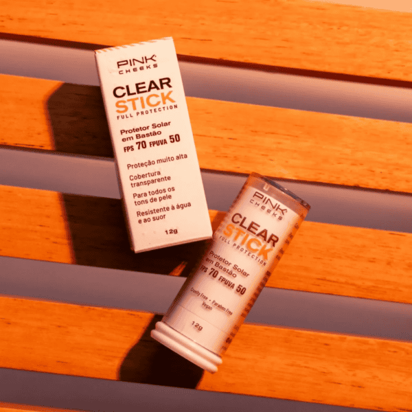 Protetor Solar Clear Stick em Bastão Transparente FPS70 - Pink Cheeks