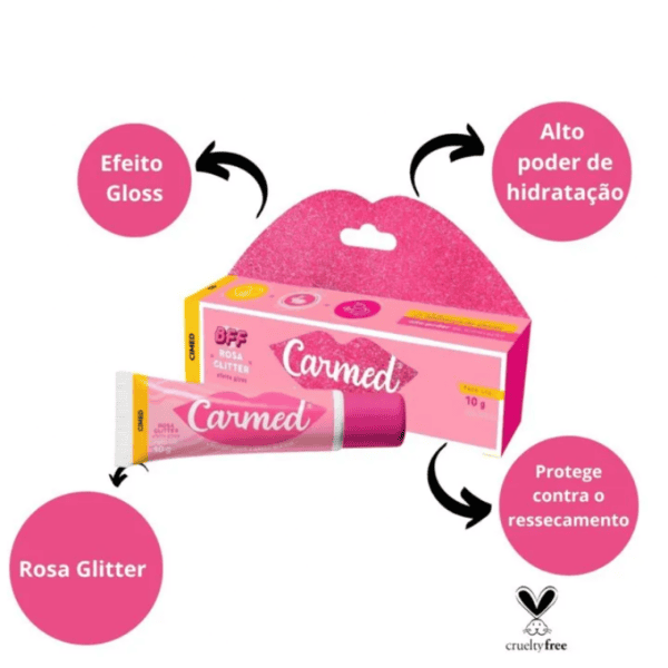 Protetor Labial BFF Rosa Glitter - Carmed