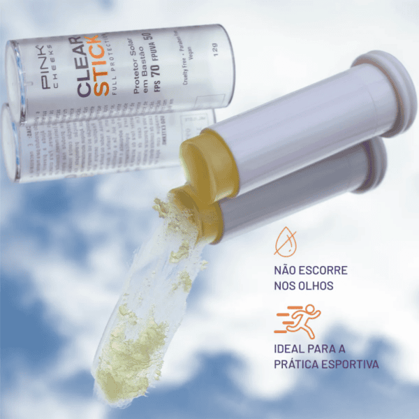 Protetor Solar Clear Stick em Bastão Transparente FPS70 - Pink Cheeks