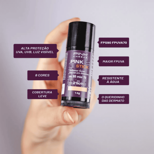 Protetor Solar Facial Incolor em Bastão FPS90/5KM - Pink Cheeks