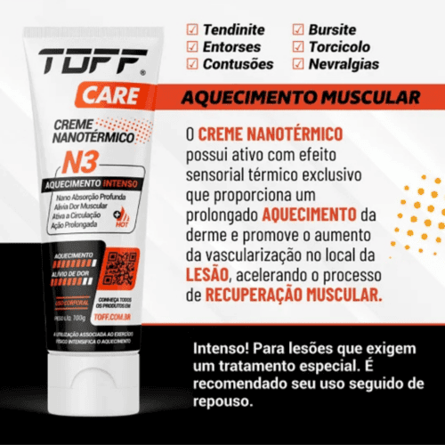 Creme de Aquecimento Muscular | Nanotérmico N3 100g - Toff