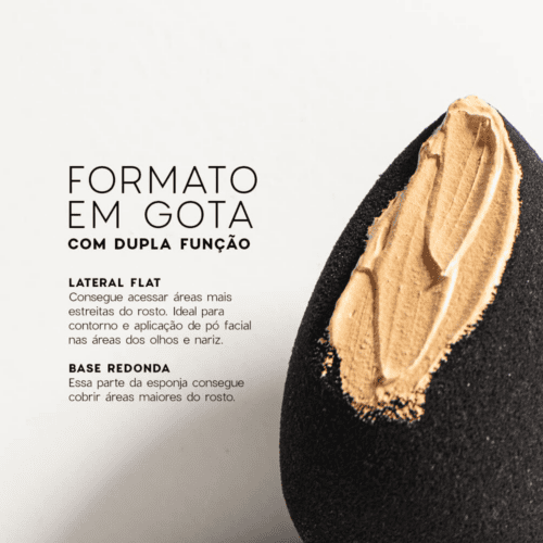 Esponja De Maquiagem Preto Flat Drop - Océane