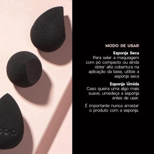 Esponja De Maquiagem Preto Flat Drop - Océane