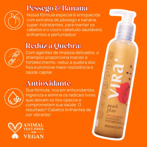 Peach Glow Hidronutricao Shampoo - 200ml - Virá Cosméticos