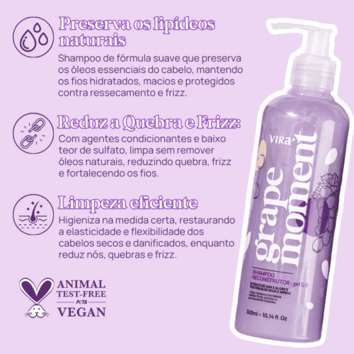 Grape Moment Shampoo Reconstrutor 300ml - Virá Cosméticos