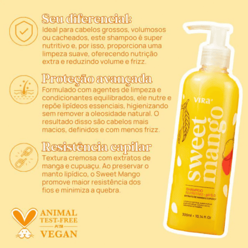 Sweet Mango Shampoo Nutritivo 300ml - Virá Cosméticos