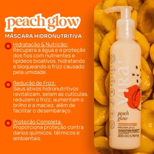 Peach Glow Mascara Condicionante Hidronutritiva 200ml - Virá Cosméticos