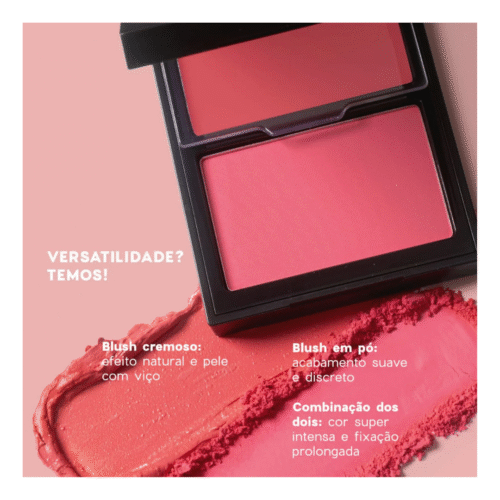 Blush Cremoso e em Pó Rosa Pink – Duo Blush Punch Paint - Oceane