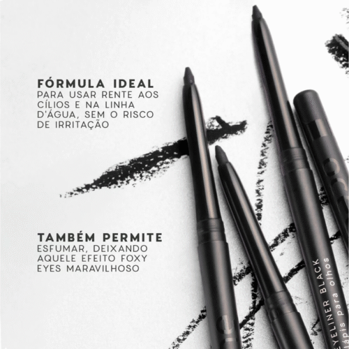 Lápis de Olhos Retrátil Preto - Eyeliner Black - Oceane