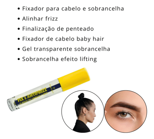 Gel Fixador Sobrancelha e Cabelo Fix & Antifrizz - Mia Make