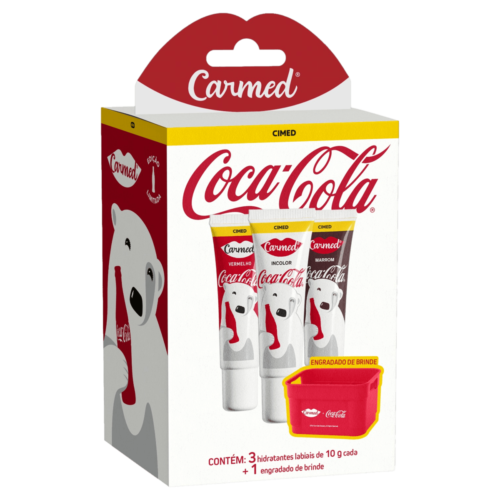 Kit Carmed Coca-Cola com 3 Hidratantes Labiais + Engradado Colecionável – Carmed
