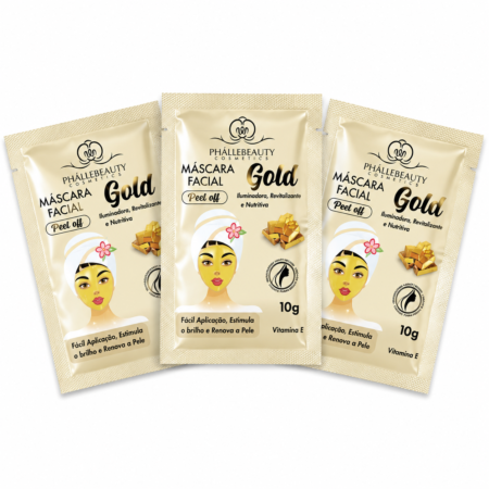 Kit 3 Máscaras Faciais Gold Peel Off 10g - Phállebeauty