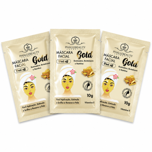 Kit 3 Máscaras Faciais Gold Peel Off 10g - Phállebeauty