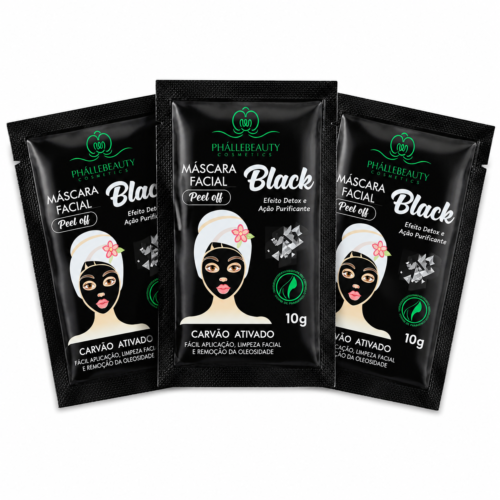 Kit 3 Máscaras Faciais Black Peel Off Carvão Ativado 10g - Phállebeauty