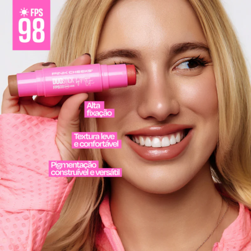 Duo Stick Ameixa e Bronzer Litoral FPS 98 FPUVA 46 by Manu Cit - Pink Cheeks