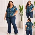 Blusa Feminina Plus Size em Algodão Estampada